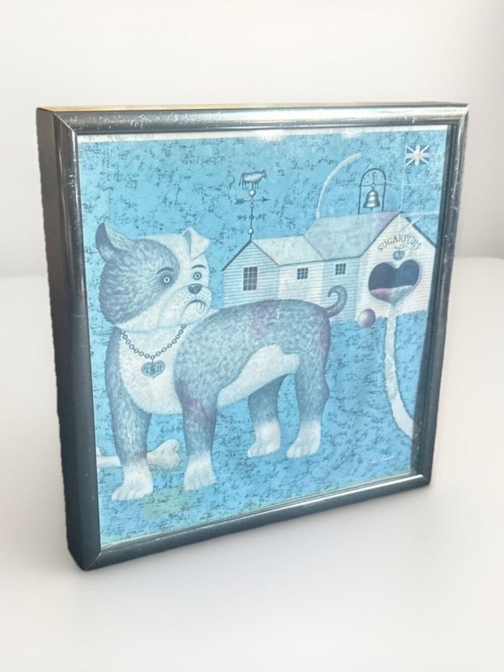 Charles Wysocki "Sugarplum the Dog" 6x6” Framed Art Americana